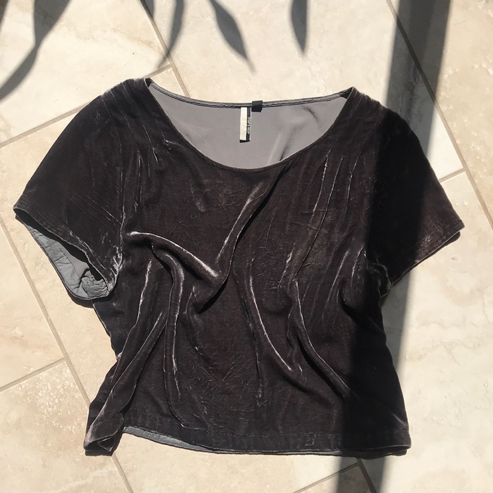 Topshop Smokey Grey Velvet Tee, 8